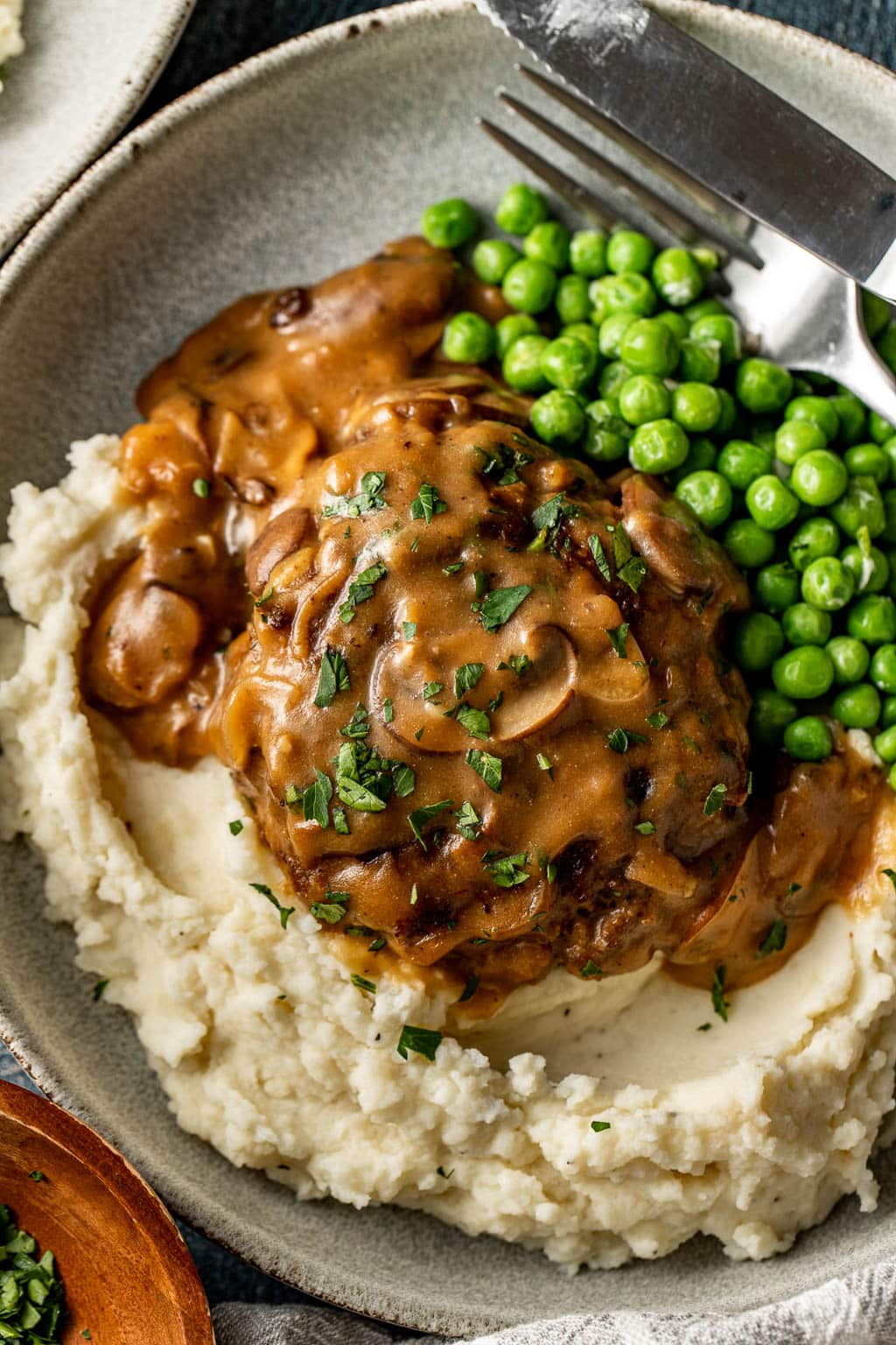 homemade salisbury steak with mushroom gravy