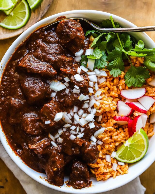 Chile Colorado is another one of my favorite recipes to make for Cinco de Mayo! Bite sized pieces of beef chuck simmer in a flavorful broth made with dried chilies and aromatic until tender. Perfect served with rice and warm tortillas!

Get the recipe in my Cinco de Mayo recipe roundup in my profile or google “so much food Chile Colorado”

•
•
•
•
#cincodemayo #cincodemayorecipes #beefrecipes #beefitswhatsfordinner #mexicanfood #mexicanrecipes #chilecolorado #beefstew #f52grams #f52community