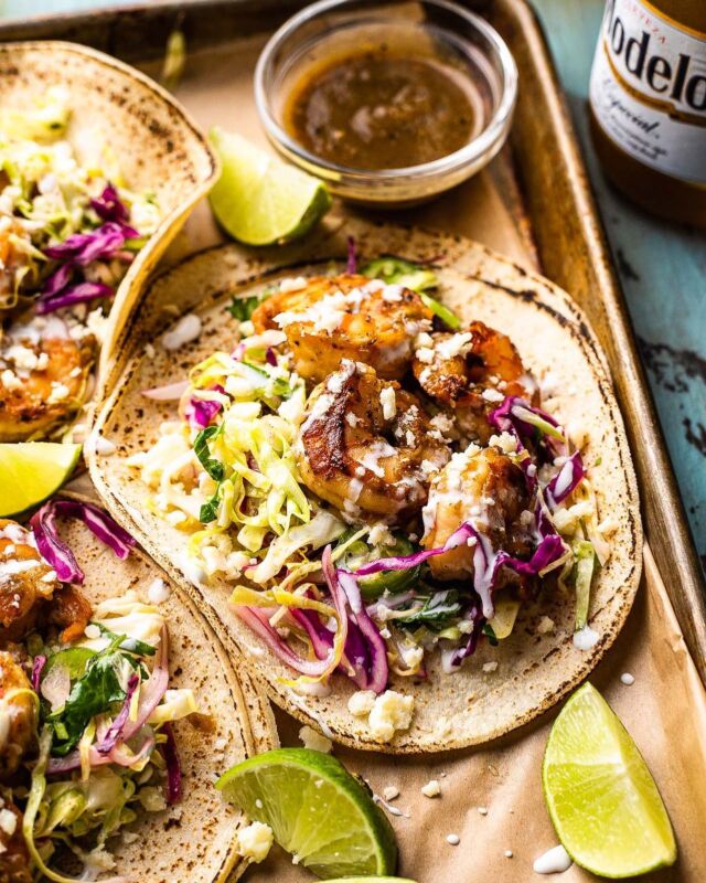 These easy 20-minute Shrimp Tacos with slaw are so perfect for taco Tuesday! Tender shrimp cook in salsa verde with a tangy/spicy slaw, crema, and cotija—massive flavor with hardly any effort!

Full recipe in my profile.
•
•
•
•
#tacos #tacostacostacos #tacorecipe #shrimptacos #seafoodrecipes #glutenfreefood #glutenfree #easyrecipes #weeknightdinner #tacotuesday #f52grams #f52community
